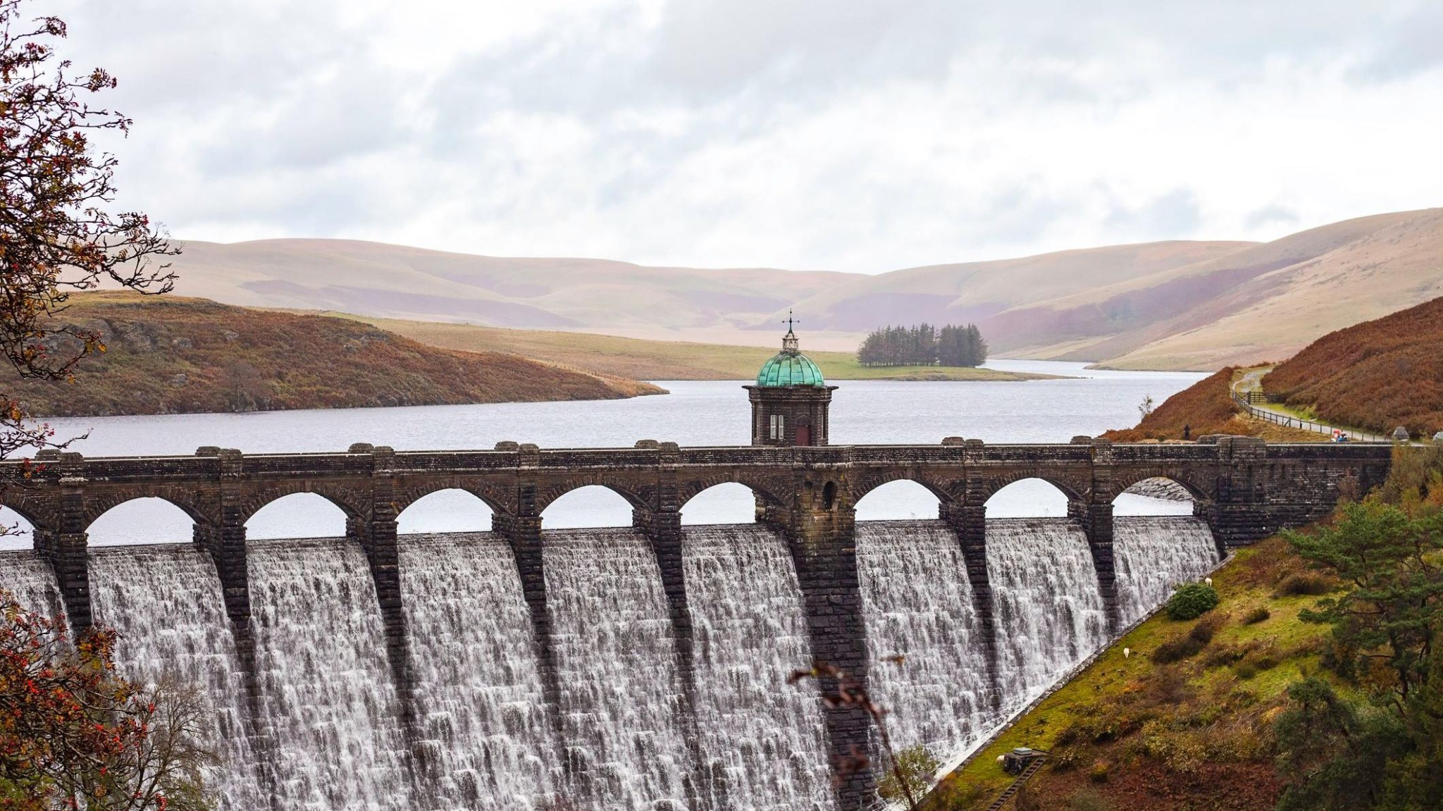 Dam and reservoir in the Cambrian landscape